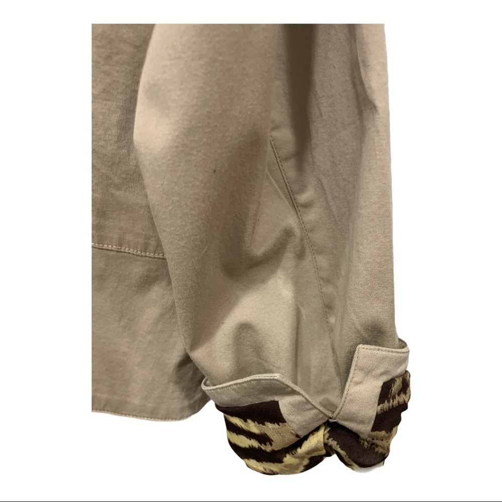Chico's‎ lightweight jacket top animal print lining Size L (2) Utility Chore - Picture 7 of 8